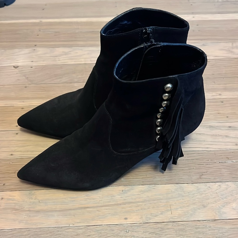 Saint Laurent fringe suede booties